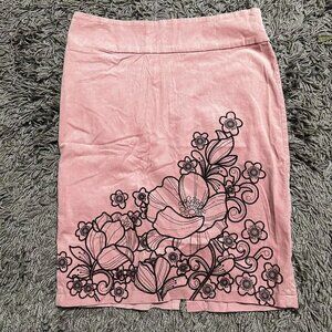 Y2K Monteau Velvety Pink Embroidered Midi Skirt Size L